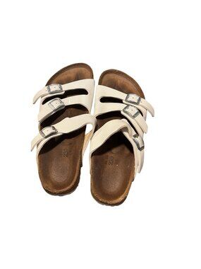 Birkenstock Florida Sandals – Cream White | Size 36 | 3 Strap Leather Buckle